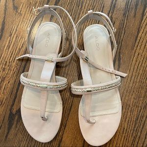 Aldo Pink Sandals w/ Gold + Silver Detailing (11)